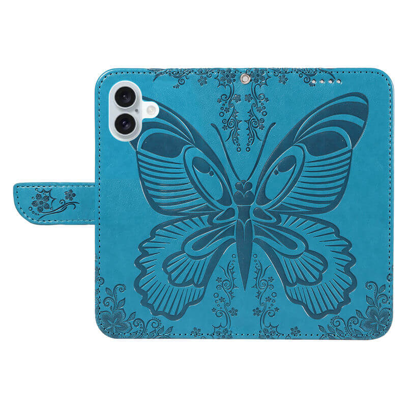 For iPhone 16 Plus Butterfly Embossed Wallet Case