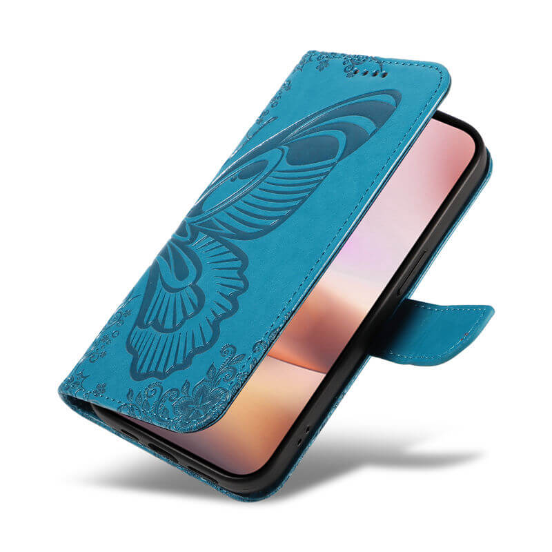 For iPhone 16 Plus Butterfly Embossed Wallet Case