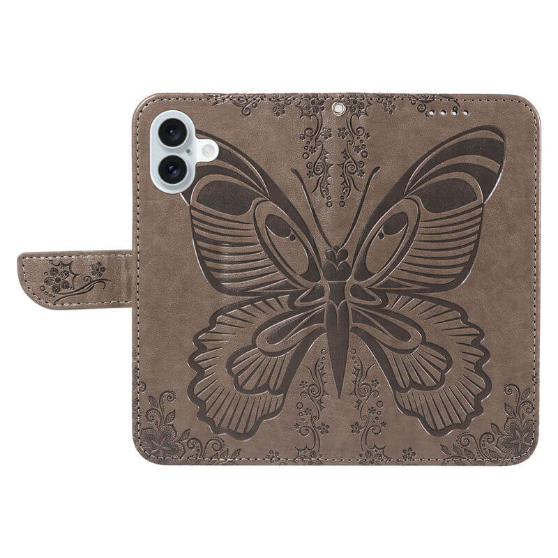 For iPhone 16 Plus Butterfly Embossed Wallet Case