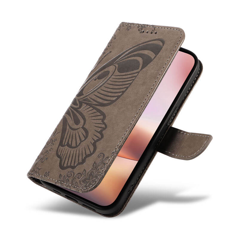 For iPhone 16 Plus Butterfly Embossed Wallet Case