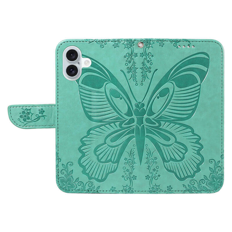 For iPhone 16 Plus Butterfly Embossed Wallet Case