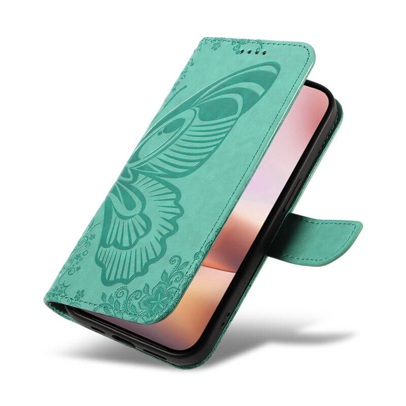 For iPhone 16 Plus Butterfly Embossed Wallet Case