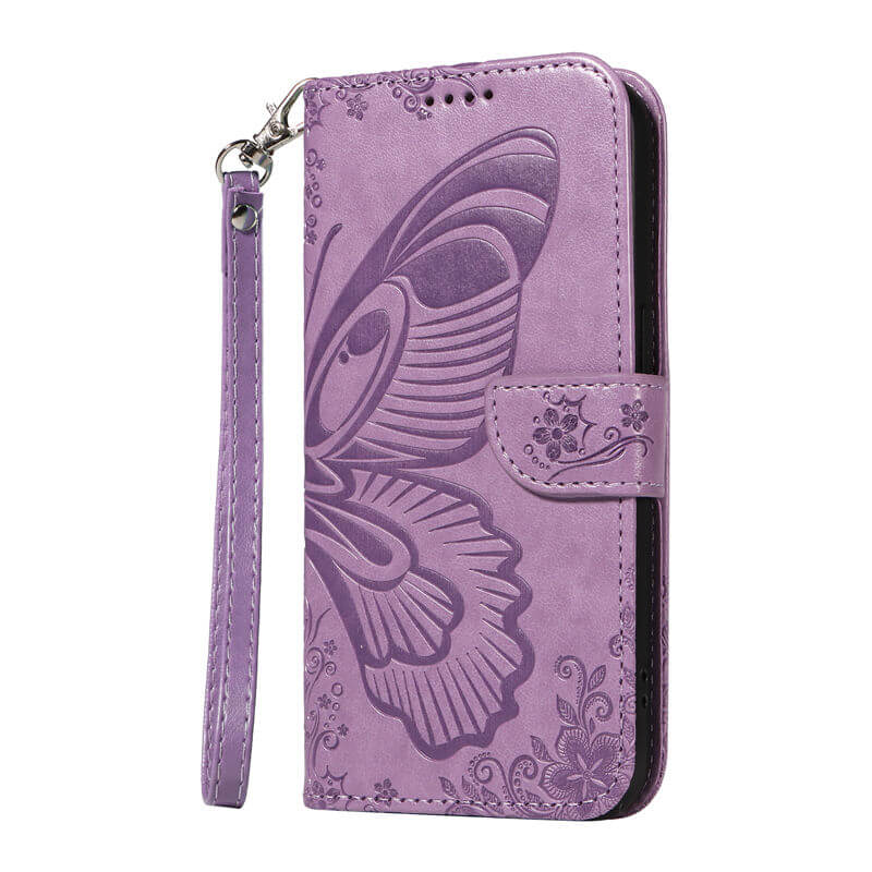 For iPhone 16 Plus Butterfly Embossed Wallet Case