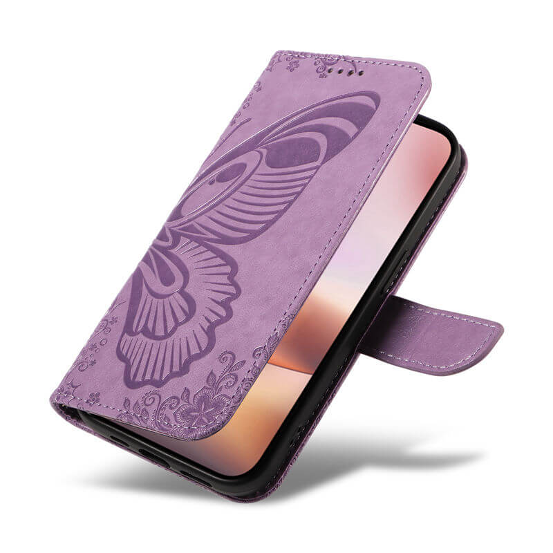 For iPhone 16 Plus Butterfly Embossed Wallet Case