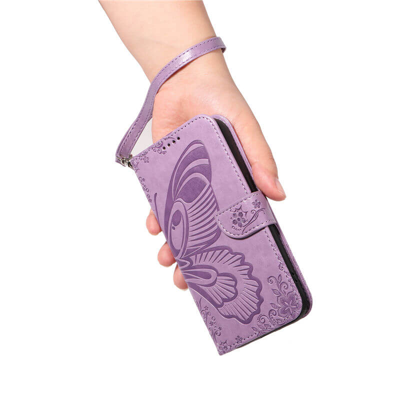 For iPhone 16 Plus Butterfly Embossed Wallet Case