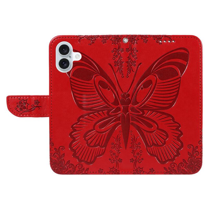 For iPhone 16 Plus Butterfly Embossed Wallet Case