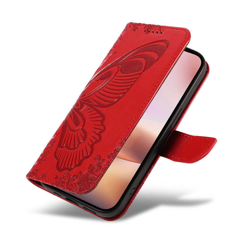 For iPhone 16 Plus Butterfly Embossed Wallet Case