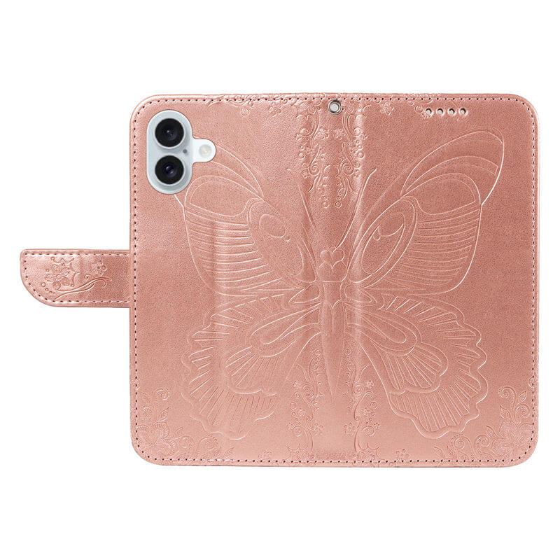 For iPhone 16 Plus Butterfly Embossed Wallet Case