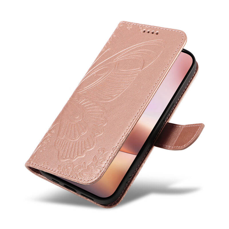 For iPhone 16 Plus Butterfly Embossed Wallet Case