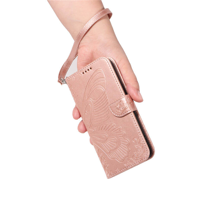 For iPhone 16 Plus Butterfly Embossed Wallet Case