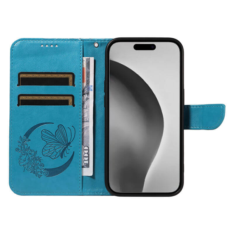 For iPhone 16 Pro Max Butterfly Embossed Wallet Case