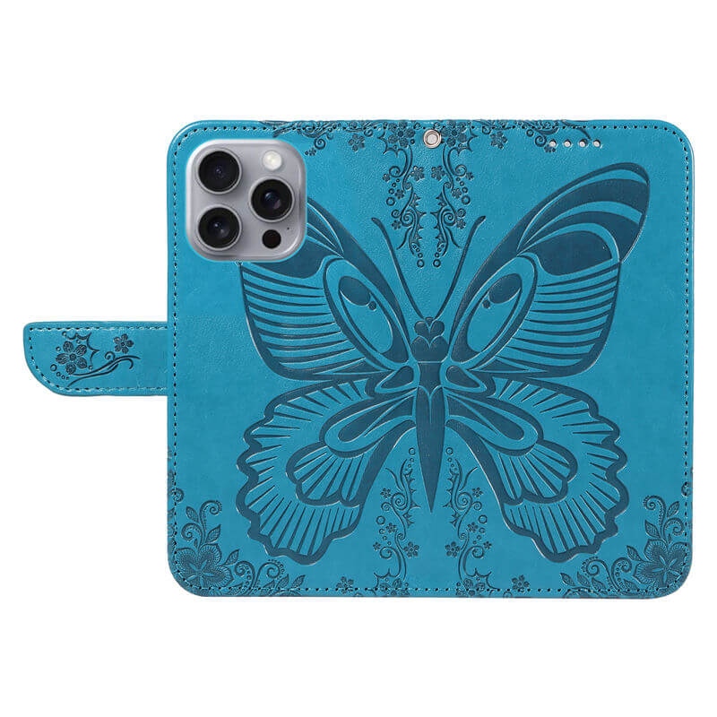 For iPhone 16 Pro Max Butterfly Embossed Wallet Case