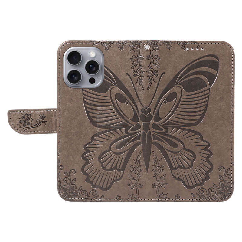 For iPhone 16 Pro Max Butterfly Embossed Wallet Case