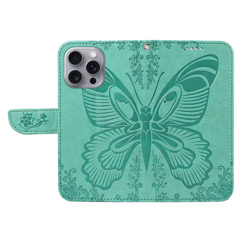 For iPhone 16 Pro Max Butterfly Embossed Wallet Case