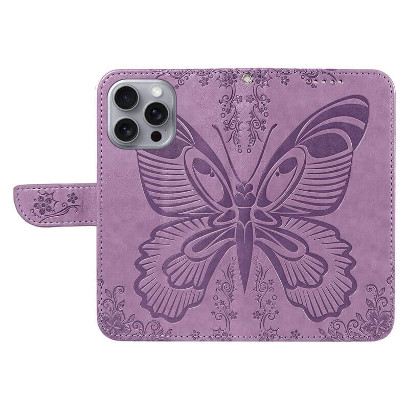 For iPhone 16 Pro Max Butterfly Embossed Wallet Case