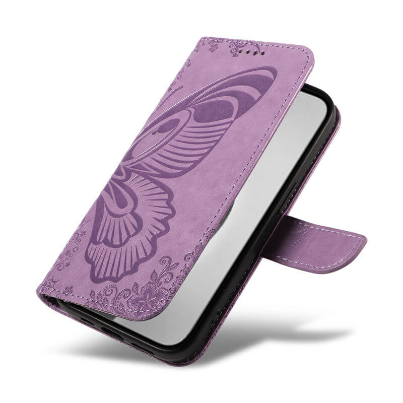 For iPhone 16 Pro Max Butterfly Embossed Wallet Case