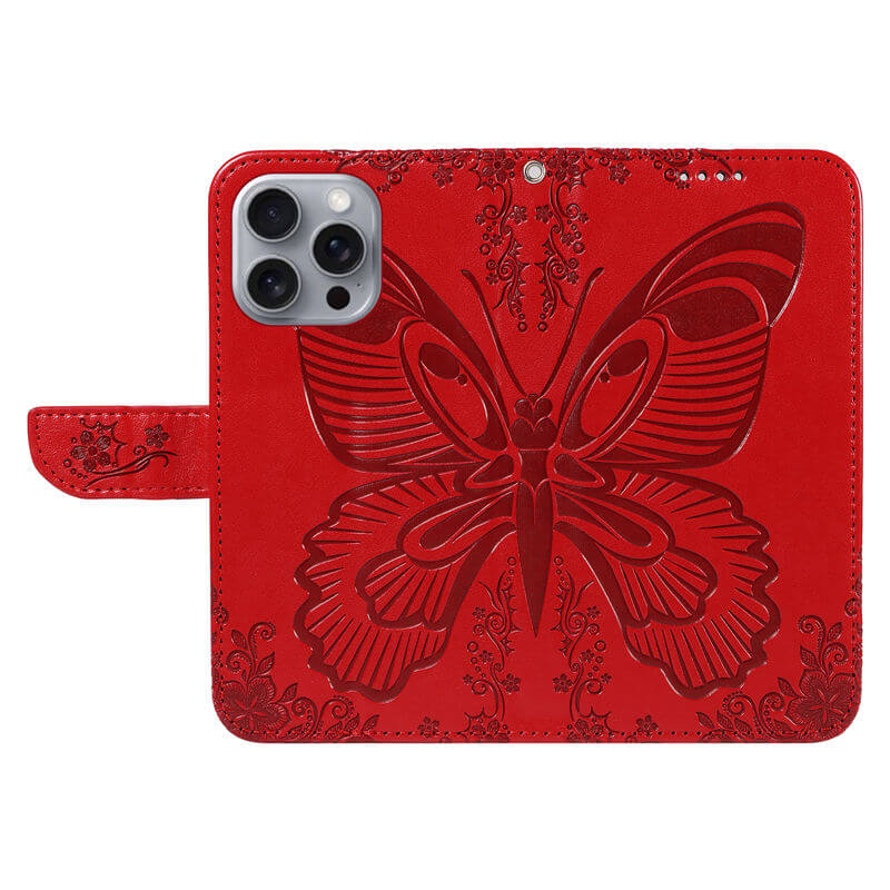 For iPhone 16 Pro Max Butterfly Embossed Wallet Case