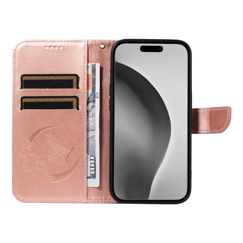 For iPhone 16 Pro Max Butterfly Embossed Wallet Case