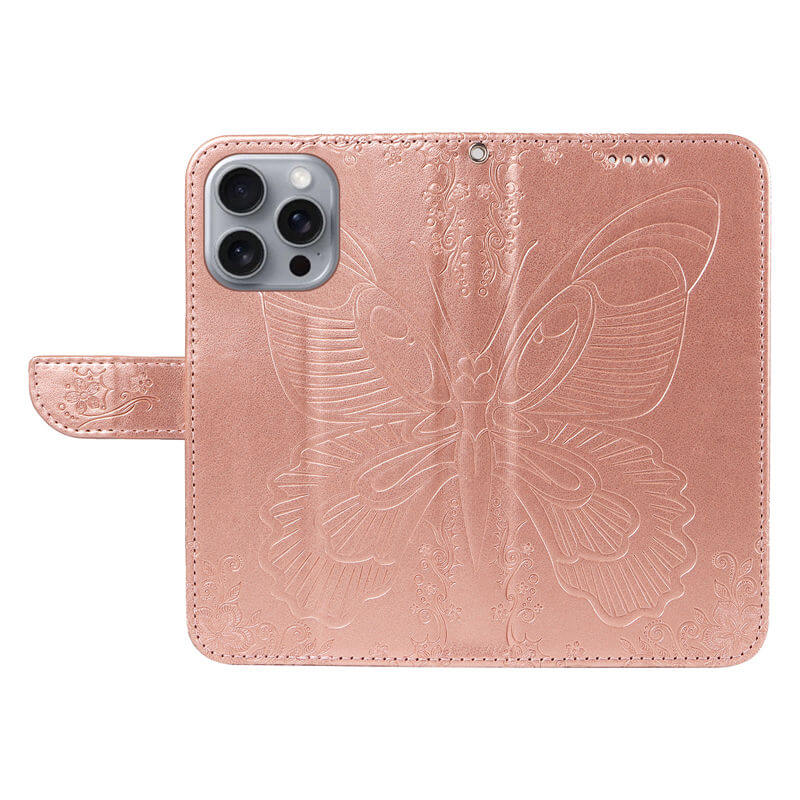 For iPhone 16 Pro Max Butterfly Embossed Wallet Case