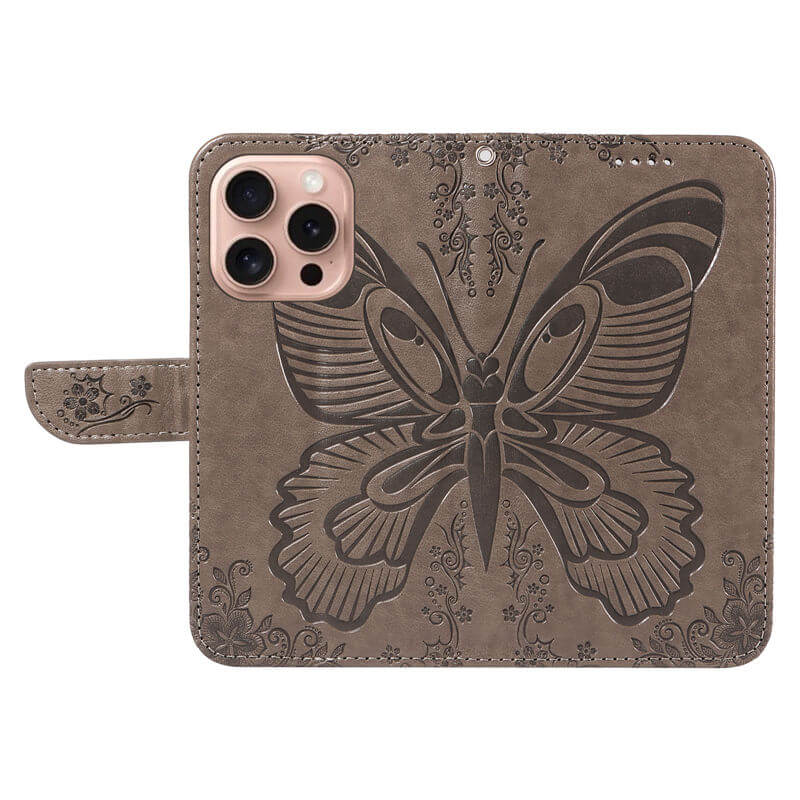 For iPhone 16 Pro Butterfly Embossed Wallet Case