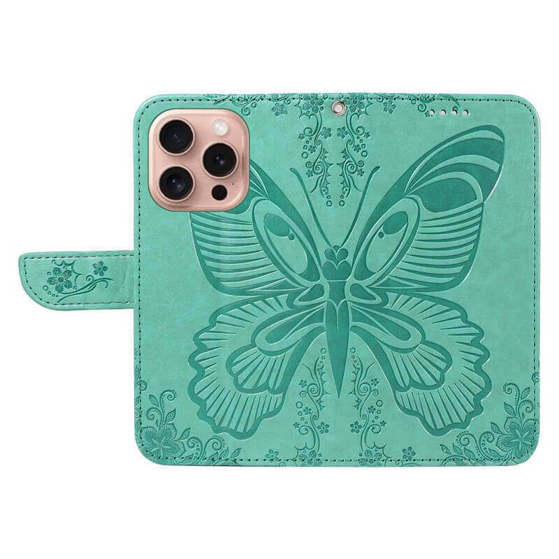 For iPhone 16 Pro Butterfly Embossed Wallet Case