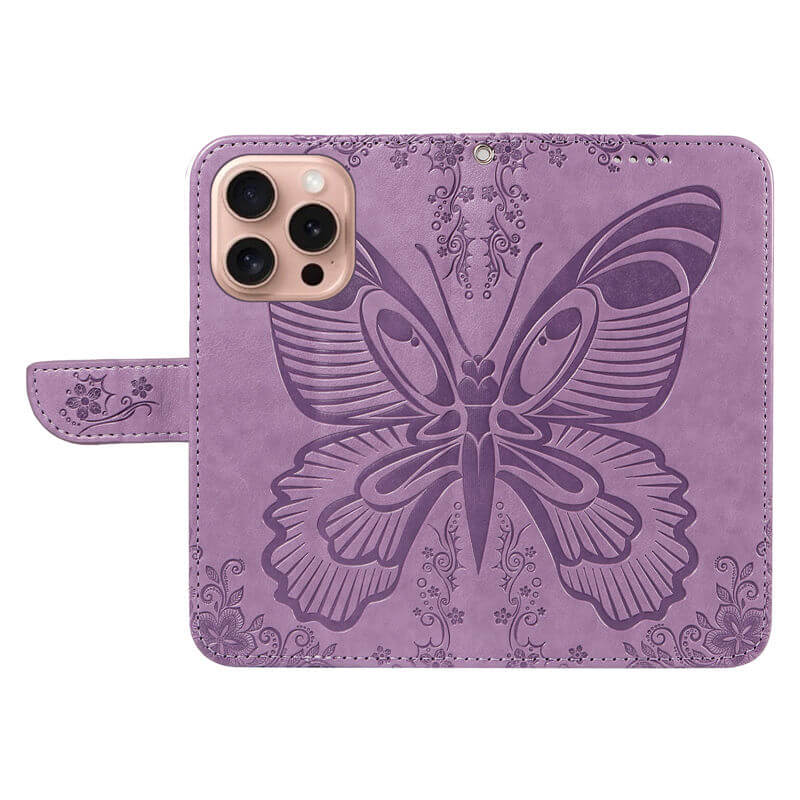 For iPhone 16 Pro Butterfly Embossed Wallet Case