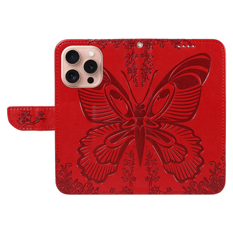 For iPhone 16 Pro Butterfly Embossed Wallet Case