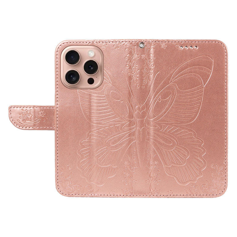 For iPhone 16 Pro Butterfly Embossed Wallet Case