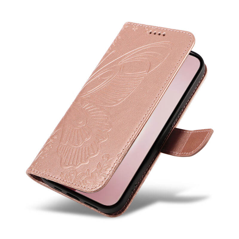 For iPhone 16 Pro Butterfly Embossed Wallet Case