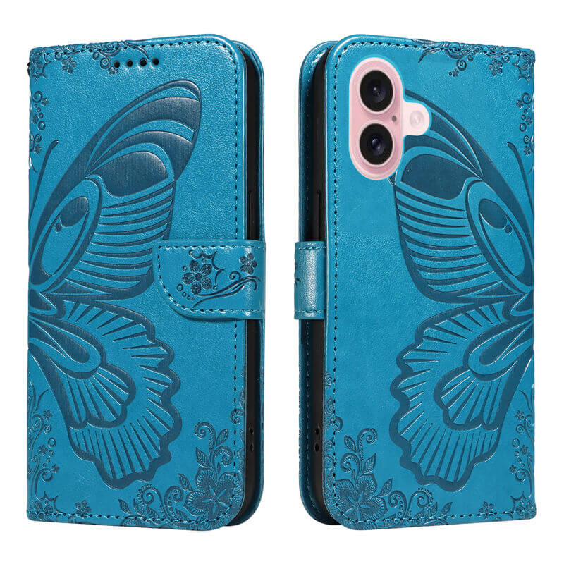 For iPhone 16 Butterfly Embossed Wallet Case