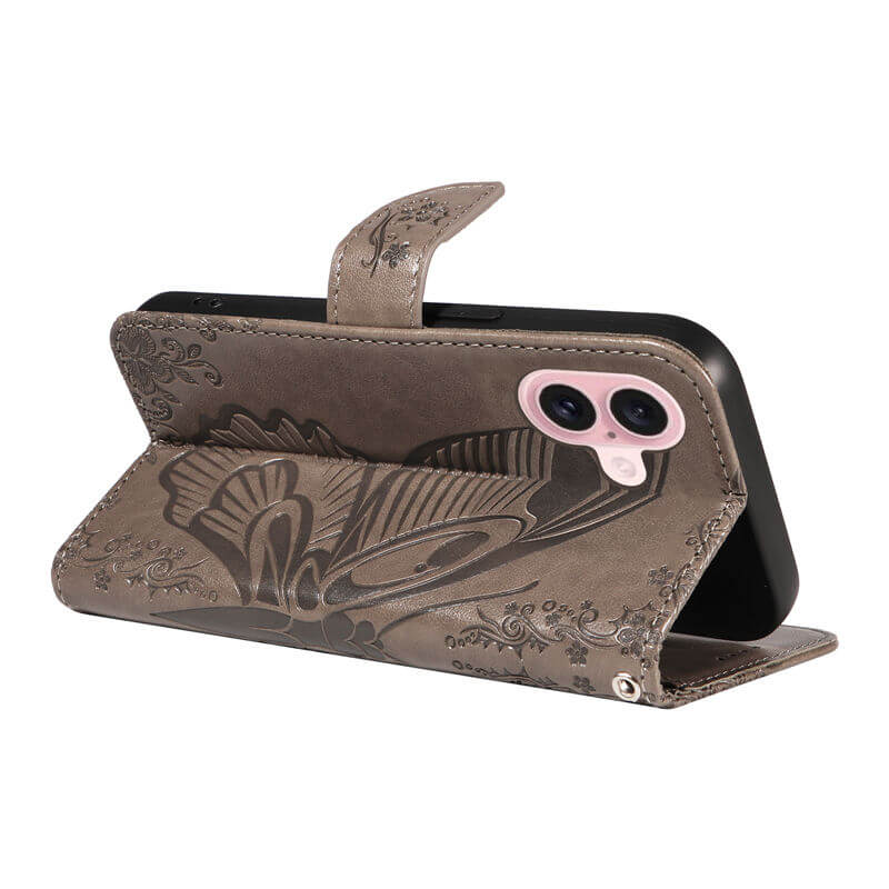 For iPhone 16 Butterfly Embossed Wallet Case