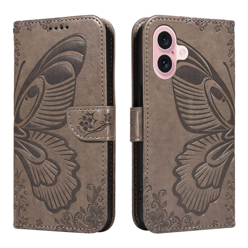 For iPhone 16 Butterfly Embossed Wallet Case