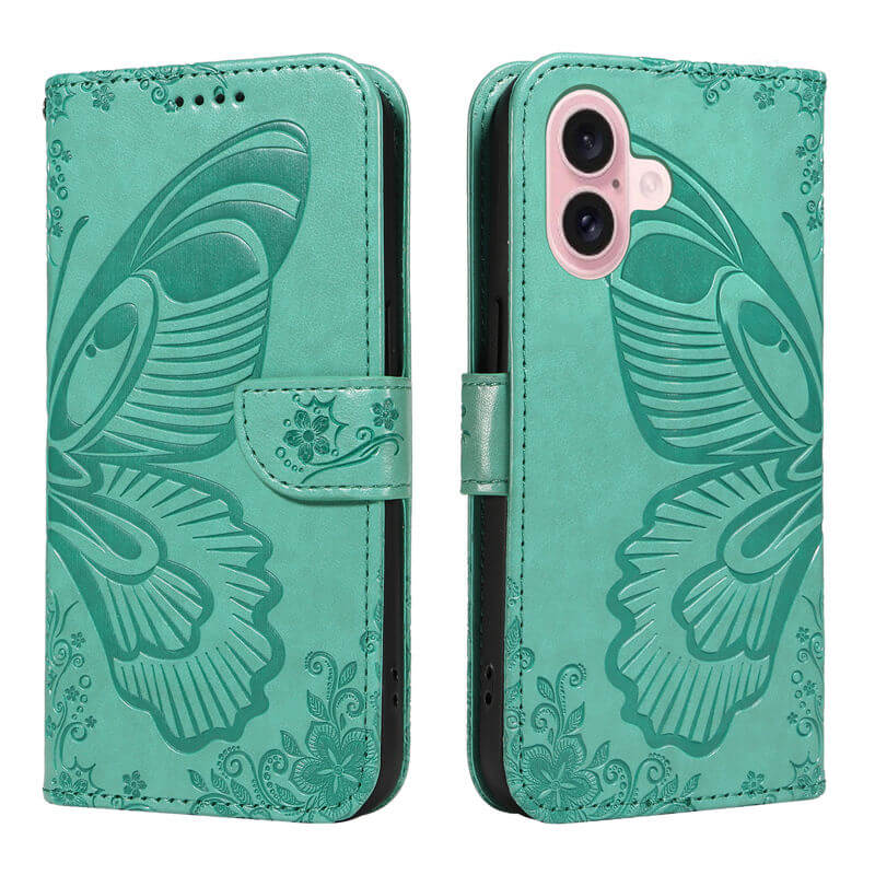 For iPhone 16 Butterfly Embossed Wallet Case