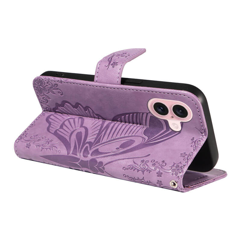 For iPhone 16 Butterfly Embossed Wallet Case