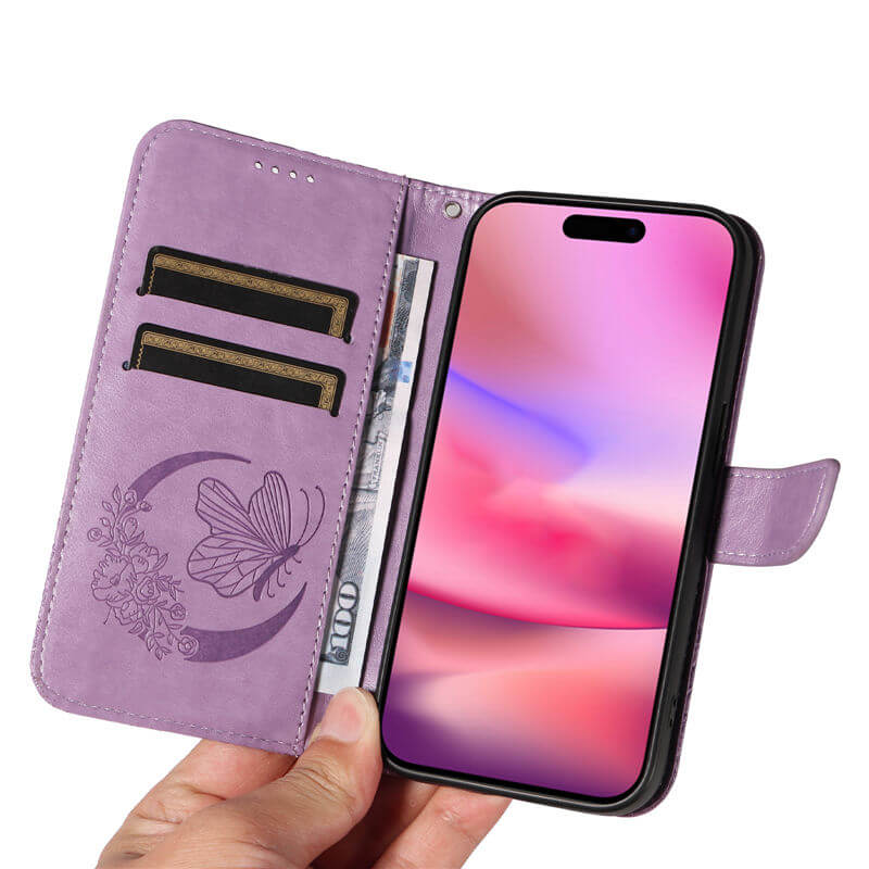 For iPhone 16 Butterfly Embossed Wallet Case