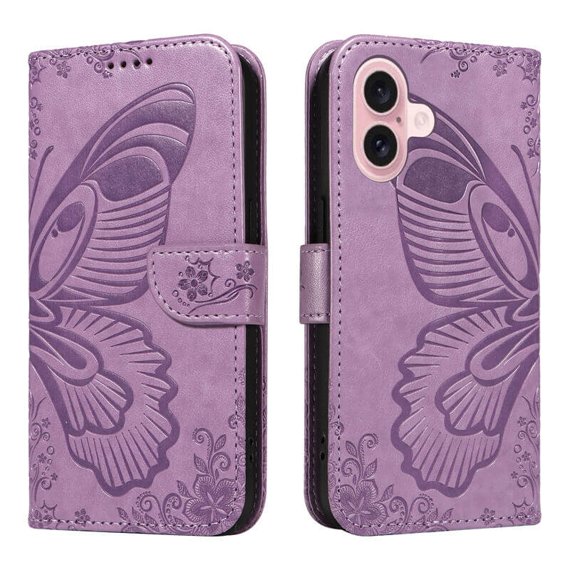 For iPhone 16 Butterfly Embossed Wallet Case