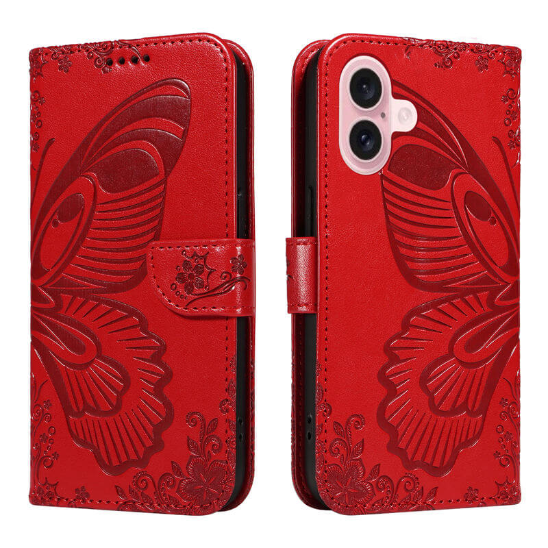 For iPhone 16 Butterfly Embossed Wallet Case