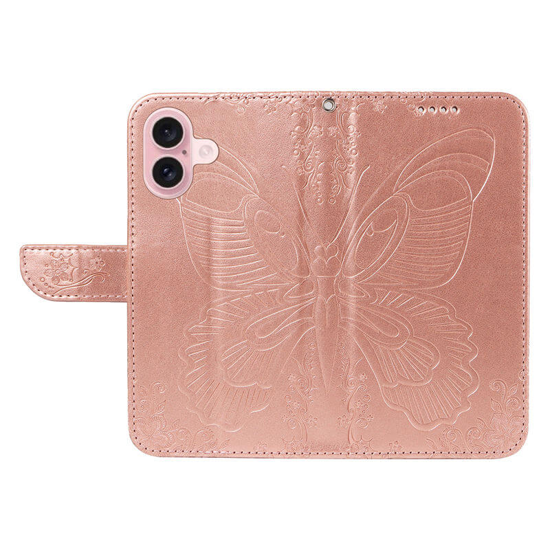 For iPhone 16 Butterfly Embossed Wallet Case