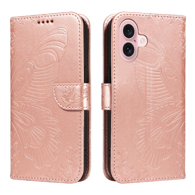 For iPhone 16 Butterfly Embossed Wallet Case