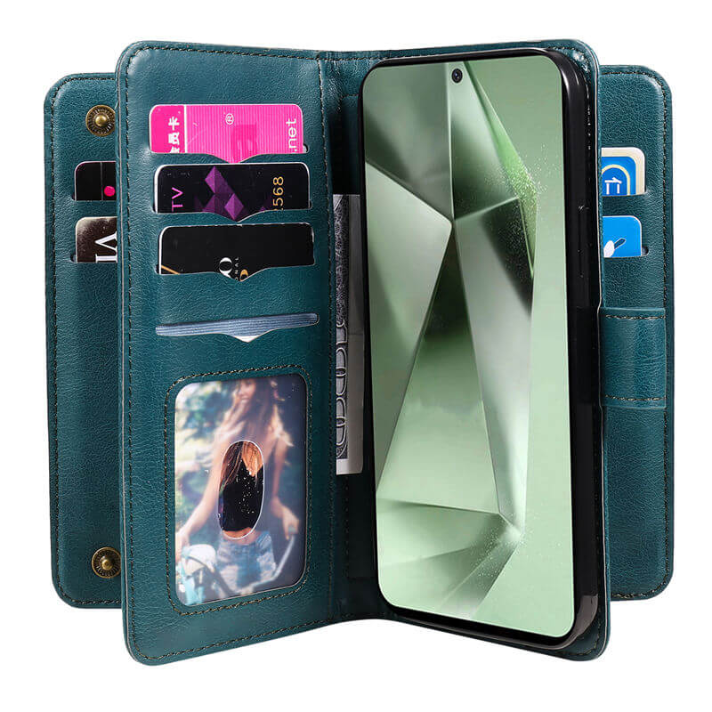 For Samsung Galaxy S24 FE Wallet 10 Card Slots Leather Case