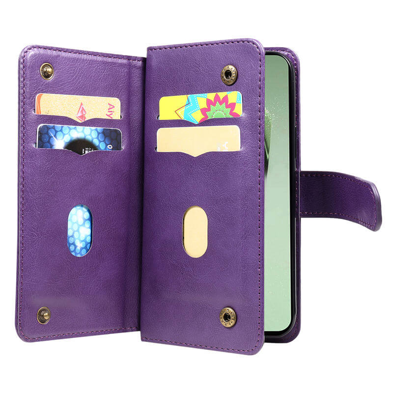 For Samsung Galaxy S24 FE Wallet 10 Card Slots Leather Case