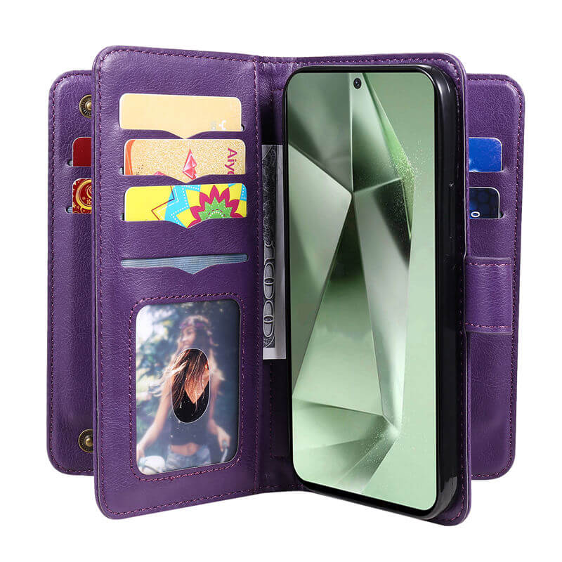 For Samsung Galaxy S24 FE Wallet 10 Card Slots Leather Case