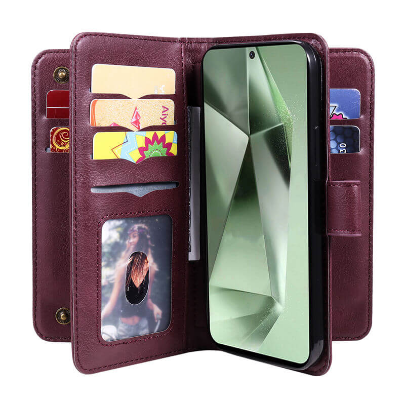 For Samsung Galaxy S24 FE Wallet 10 Card Slots Leather Case