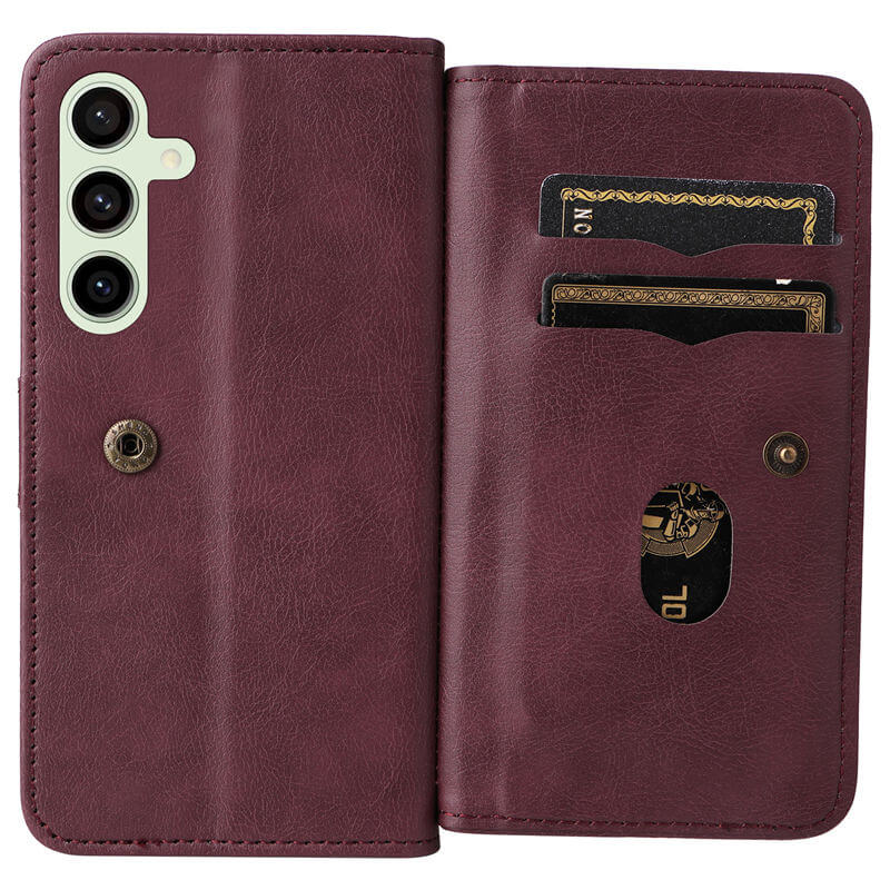 For Samsung Galaxy S24 FE Wallet 10 Card Slots Leather Case