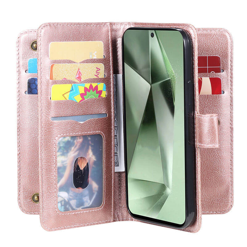 For Samsung Galaxy S24 FE Wallet 10 Card Slots Leather Case