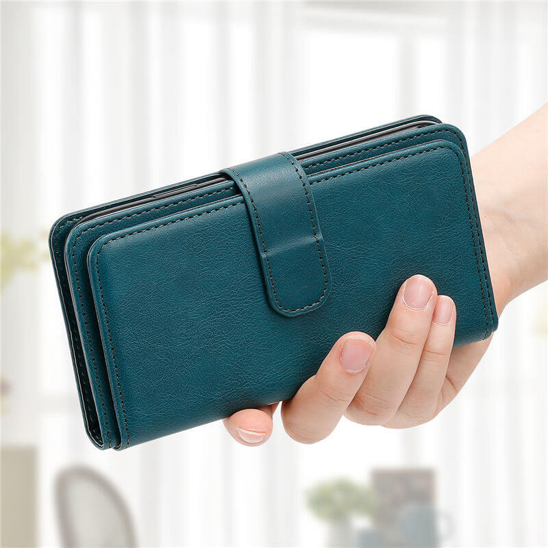 For iPhone 16 Plus Wallet 10 Card Slots Leather Case