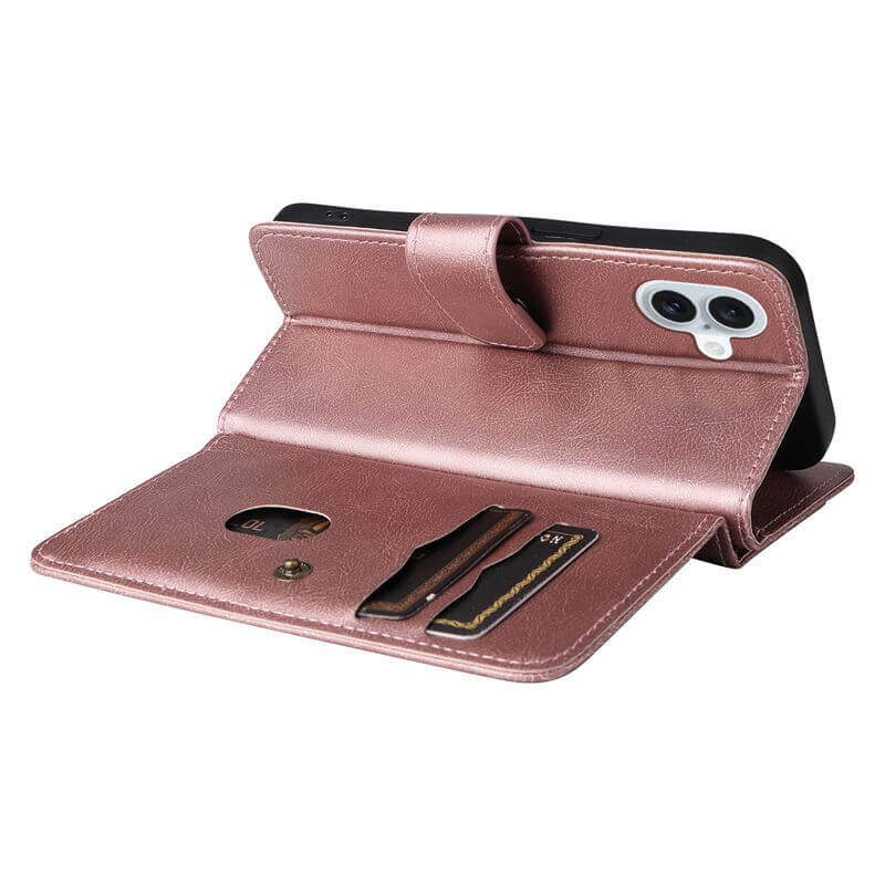 For iPhone 16 Plus Wallet 10 Card Slots Leather Case