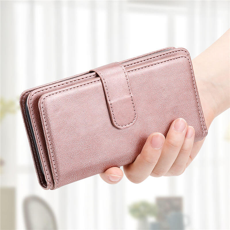 For iPhone 16 Plus Wallet 10 Card Slots Leather Case