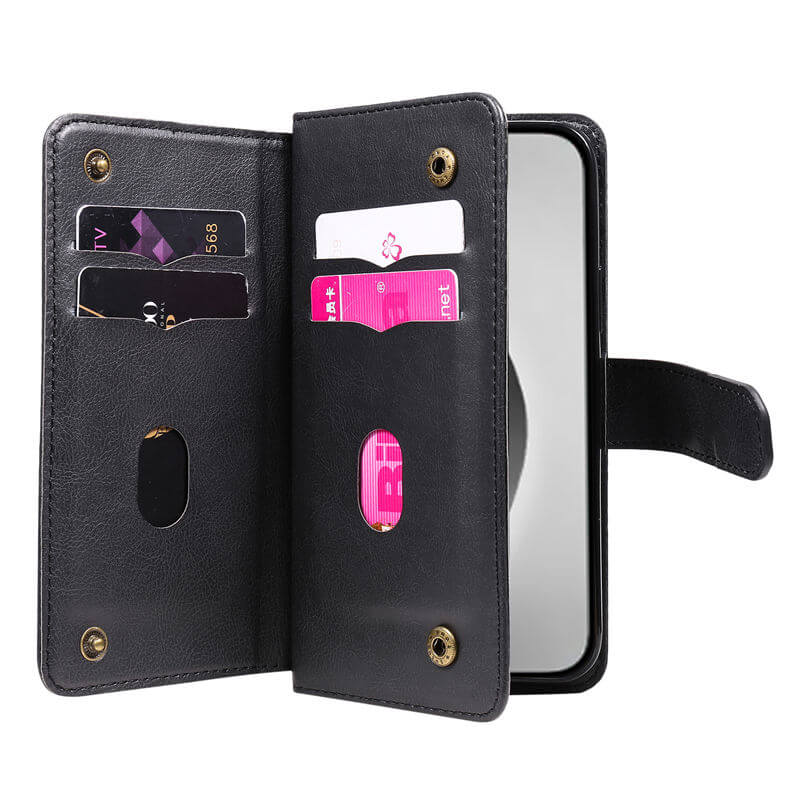 For iPhone 16 Pro Max Wallet 10 Card Slots Leather Case