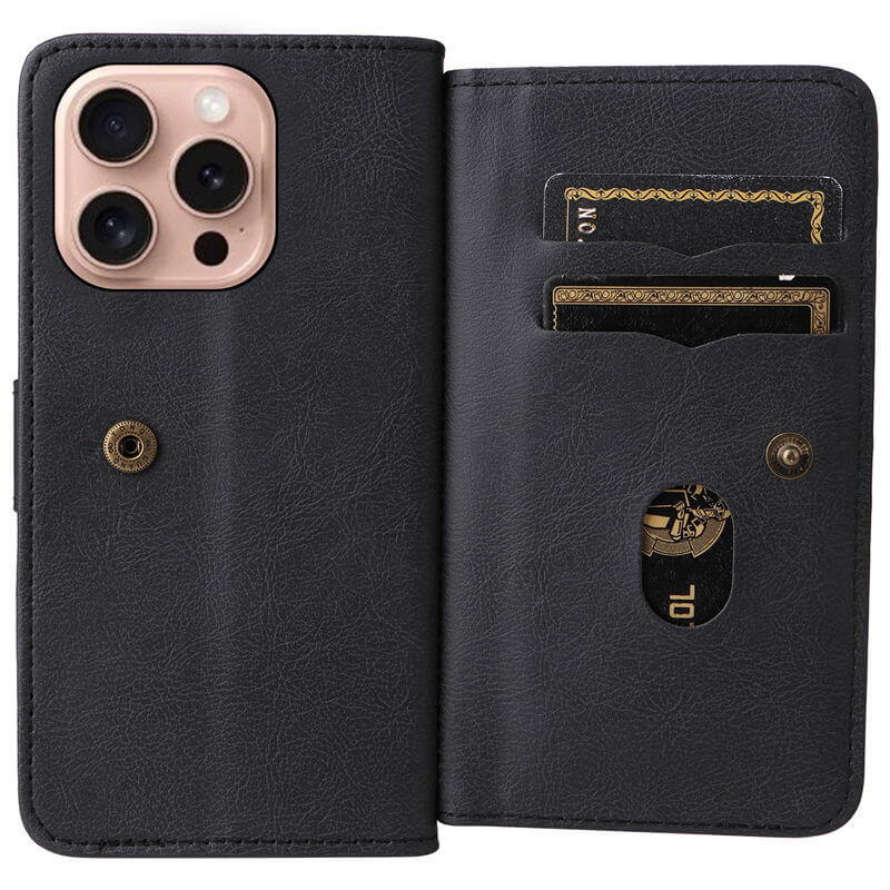 For iPhone 16 Pro Wallet 10 Card Slots Leather Case